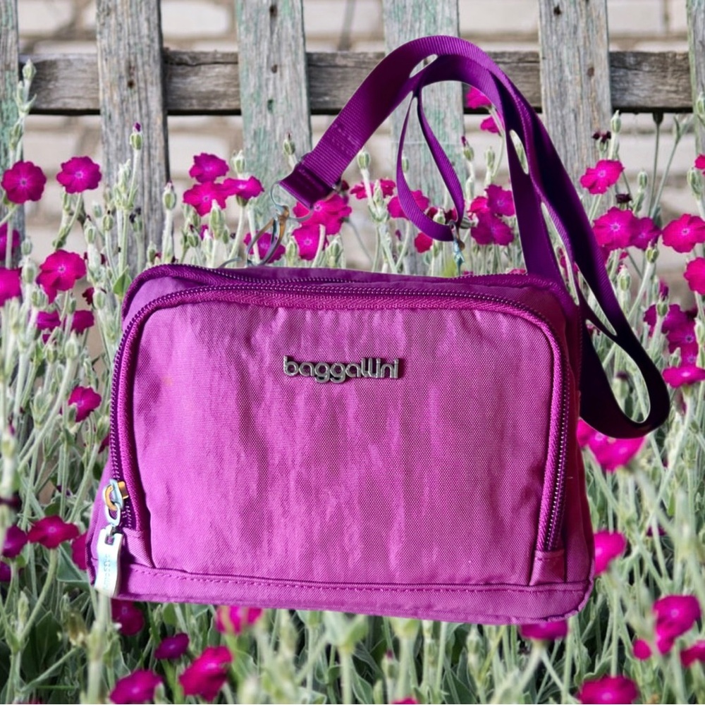 Baggallini Trifecta Wallet RFID Crossbody in Wild Plum